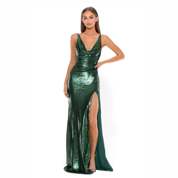 Portia and Scarlett Green Sequin Dress STYLE PS2024 - Picture 2 of 6